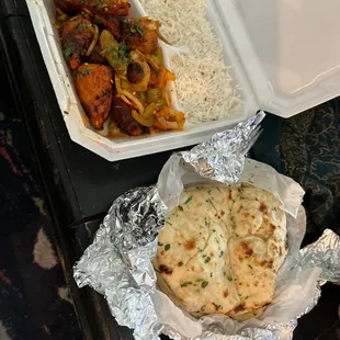 Mock Chicken Tikka and Garlic Naan