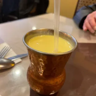 Never tried it before? Order a mango lassi to drink while you're eating. It's also great in case you order your food too spicy. :-)