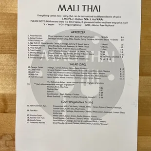 Opening day dinner menu, page 1