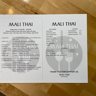 Opening day lunch specials