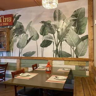 tables and chairs in a restaurant