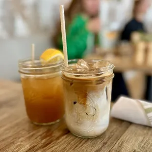iced latte and arnold palmer
