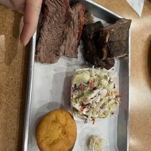 Two mean combo, the portion of the brisket is one bite.