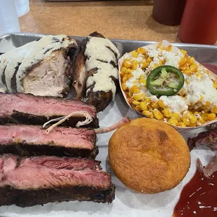 Combo bbq plate. Yum. Elote corn was good and spicy