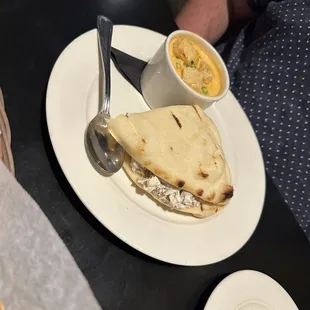 Chicken Salad Sandwich and Crab Bisque