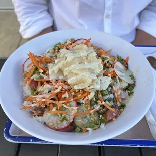 a bowl of food on a table