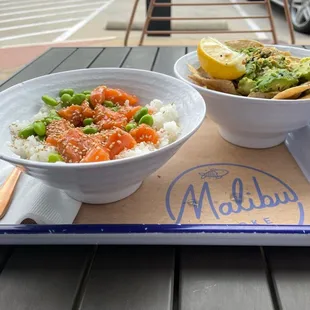 Avocado &amp; Chips, Salmon and Edamame Poke Bowl