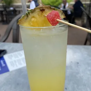 Gin &amp; juice. With CBD Gummy garnish.