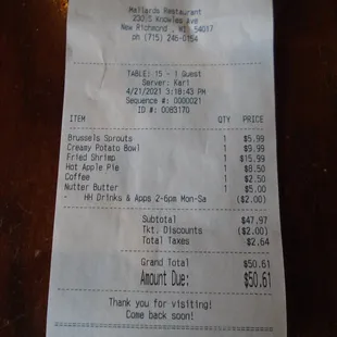 Final tab - lunch #2.