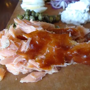 Smoked Salmon Plate, close-up.