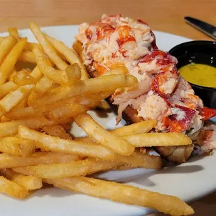 Lobster roll and fries.