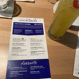 Specialty Cocktails and desserts - my Gin and Juice