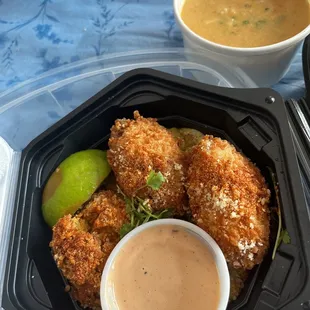 Corn Fritters, Lobster Bisque