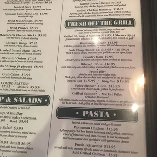 the menu of the mallard's