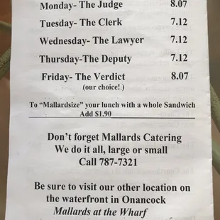 Daily Bag Lunch Specials