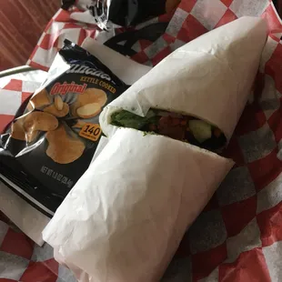 a burrito and chips