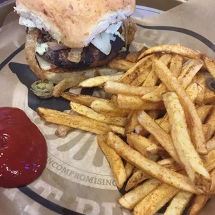 Jalapeño burger and fries