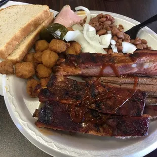 Ribs and brisket plate