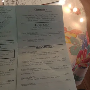 menu