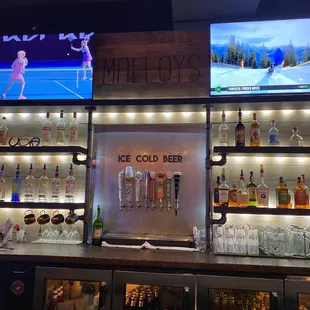 a bar with a television