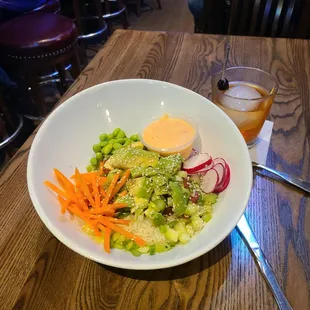 Ahi Tuna Poke Bowl and Old Fashioned! Yummm