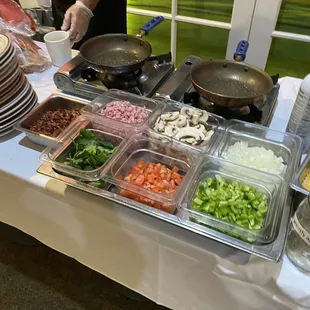 a buffet of food