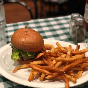 a burger and french fries
