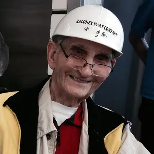 a man wearing a hard hat