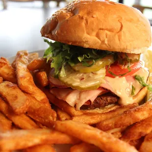 The delicious AW specialty burger.