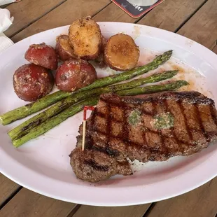 Steak night special. Cajun potatoes with asparagus