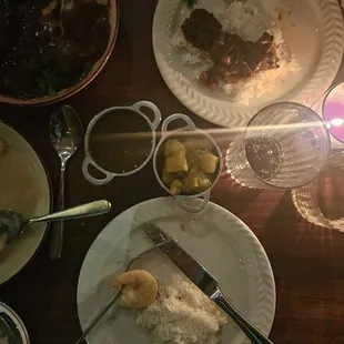 Lamb, shrimp, cute lil sides