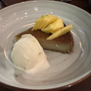 Gateau manioc (yucca cake with papaya and Thai lime ice cream)