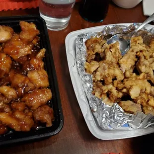 Orange chicken and pork tangsuyuk with the sauce