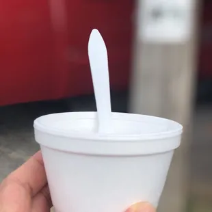 My sample size cup.  She filled it to the rim too.  Generous sample.