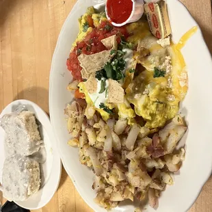 Monterey scramble w/ biscuit and gravy.. Yum!