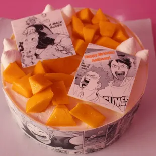 Custom Haikyuu Mango Mousse Birthday Cake.