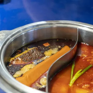 spicy soup and tomato soup