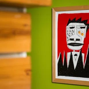 Art by Cruz Ortiz inside Malverde, a private event space in Austin, Texas.