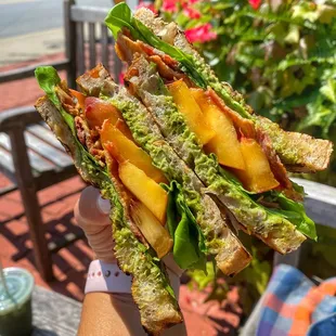 BLP: Bacon, lettuce and peach with a basil Mayo