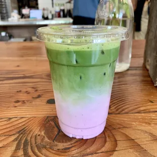 Blackberry lavender matcha latte