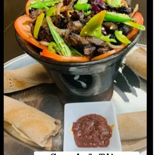 a large bowl of food