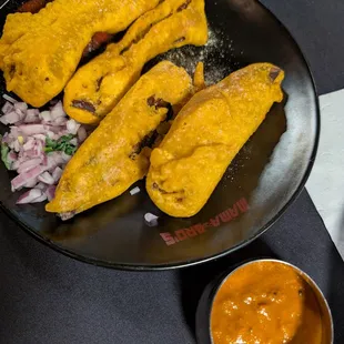 Fried eggplant - vankai bajji from the Desi snacks