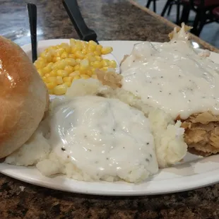 Small portion of chicken fried steak. So good and plenty of food.