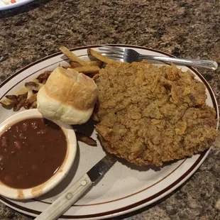 The monster large chicken fried steak!