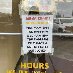New hours 2/4/2022