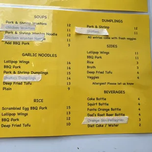 Menu. We came late in the day so some things were sold out. Have to come back again!!