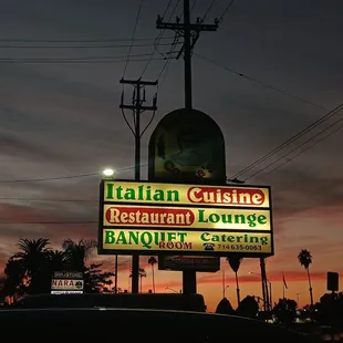 Sign at dusk
