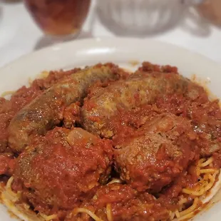 Spaghetti with Meatballs &amp; Sausage with Meat Sauce