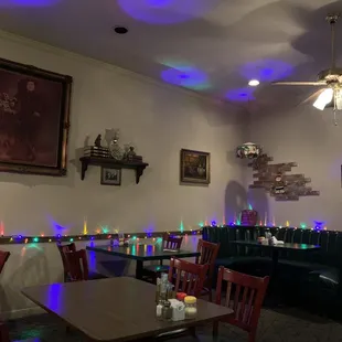 Indoors. Quaint place.