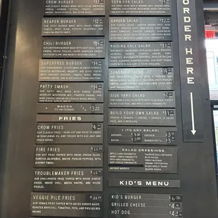 Menu (as of December 2022)